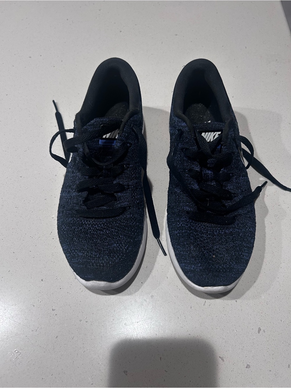 Nike Knit Running Shoes in Navy and White